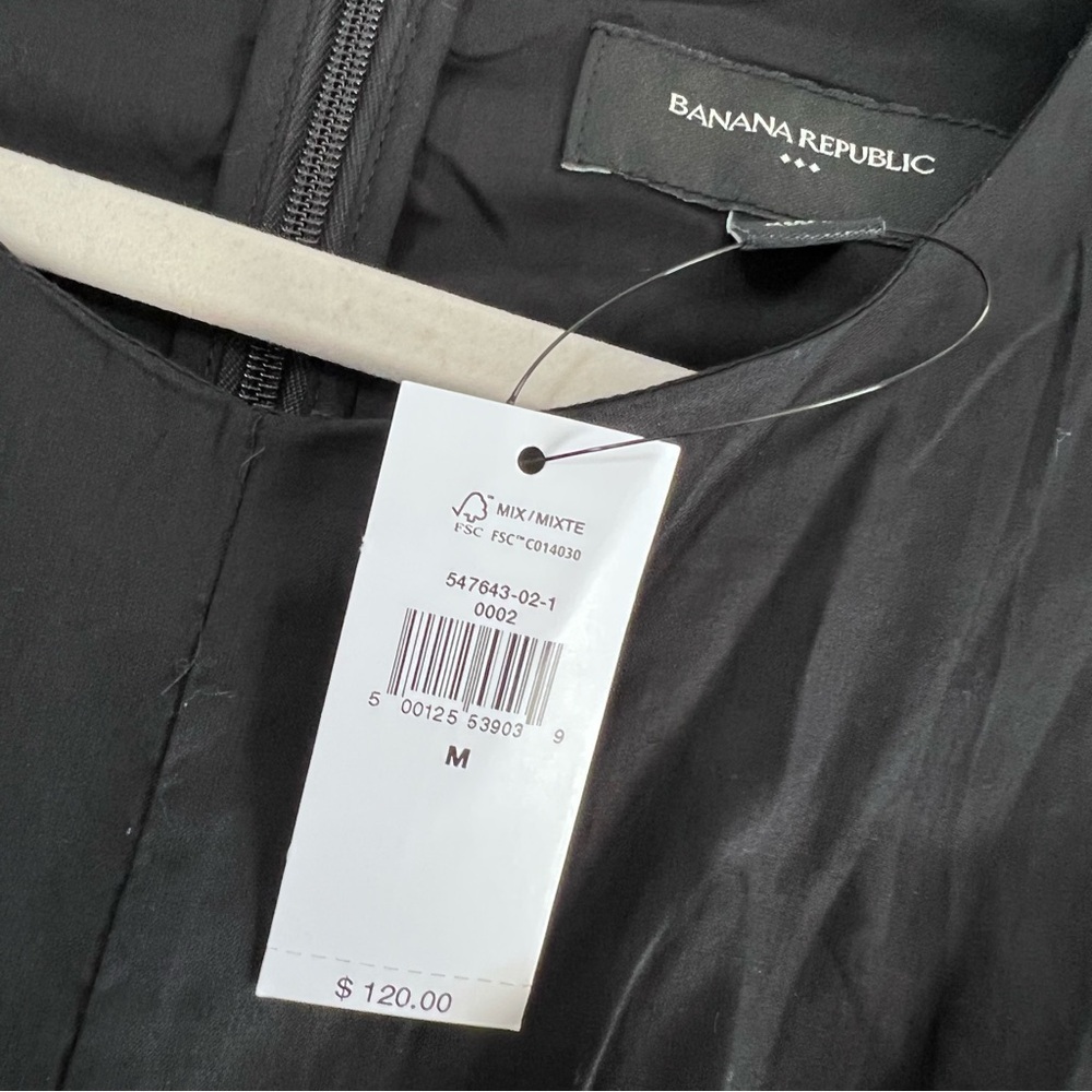 Banana republic Mini Dress Womens Medium Voile Short Sleeve Black Dolman O - Picture 7 of 7